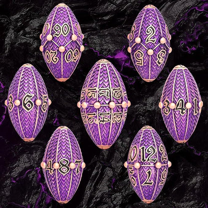 ARUOHHA DND Metal Dice Copper Purple Dragon Egg Dice with Metal Box, Role Playing Game RPG Polyhedral D and D Dice Set D20 D12 D10 D8 D6 D4