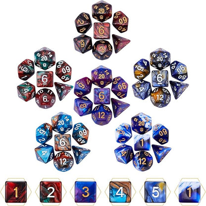DND Dice Set, 20 X 7 Polyhedral Dice (140 Pieces) Two-Color for Dungeons and Dragons DND RPG MTG Table Game 20 Colors Dice with 1 Large
