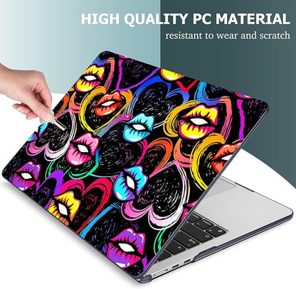 Mektron for 2025 M4 MacBook Air 13.6 Inch A3240 Case Fits 2023 A2681 M2 2024 A3113 M3 Chip with Liquid Retina Display Touch ID, Printed Plastic Hard Shell Cover for MacBook Air 13.6", Colorful Lips