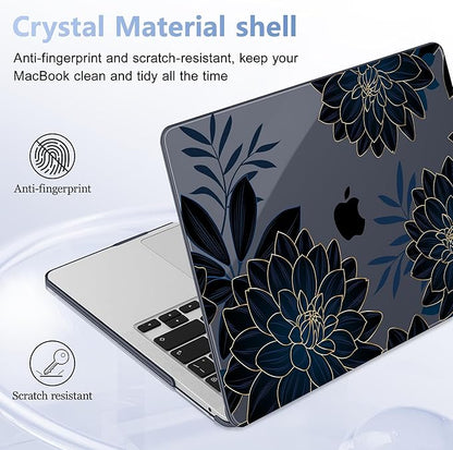 Case for MacBook Pro 13 inch with/Without Touch Bar (2016-2022, M2 A2338 M1 A2289 A2251 A2159 A1989 A1706 A1708), Hard Shell + Keyboard Cover + Dust Plug, Flower Dahlia