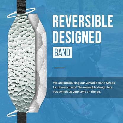 Phone Grip Strap - Pack of 2 Reversible Finger Holder for Phone Back, Customizable Anti-Slip Design, Wireless Charging Compatible Detachable Holder for iPhone - Hammered Metal Silver