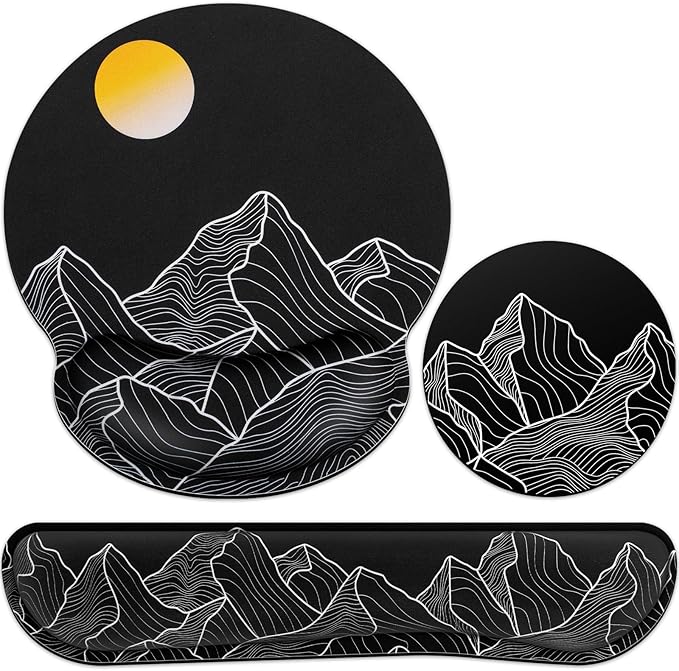 Mouse Pad Black, Ergonomic Keyboard Wrist Rest, Mouse Pad with Wrist Rest
