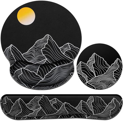 Mouse Pad Black, Ergonomic Keyboard Wrist Rest, Mouse Pad with Wrist Rest