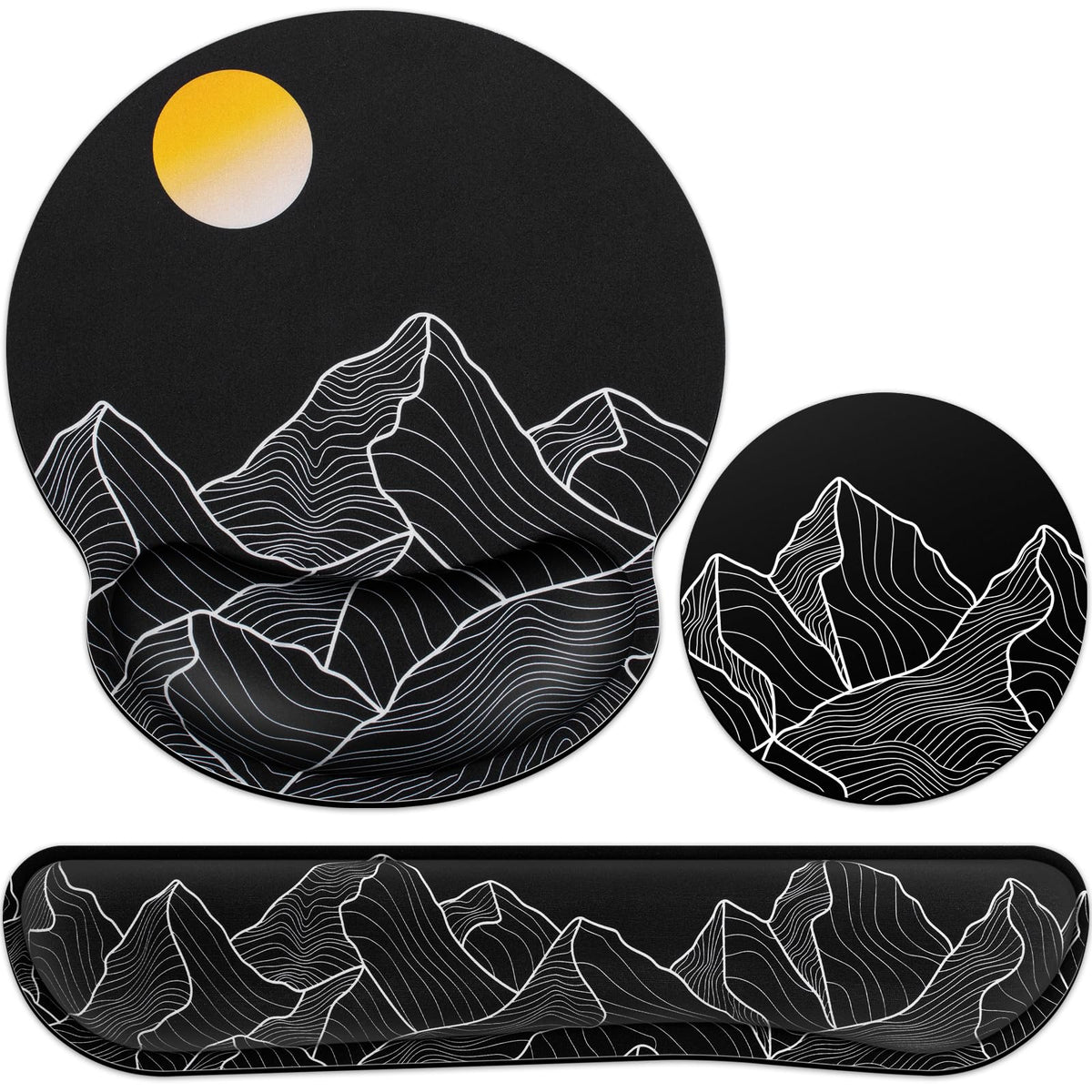 Mouse Pad with Wrist Rest Set, 3-in-1 Wrist Support Mouse Pad Set, Floral