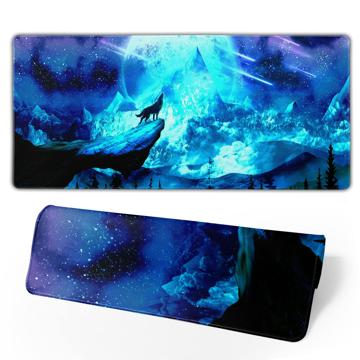 Darkness Red Moon Desk Mat Japanese Mouse Pad, Large Japanese Desk Mat, XL Anime Gaming Keyboard Mat, Non-Slip Rubber Base, Big Extended Desk Protector for Home Office, 31.5”x11.8”