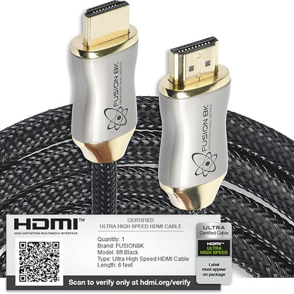 HDMI 2.1 Certified Cable Supports 10K 8K @60Hz and 4K @120Hz Compatible with All TVs, BluRay, Xbox Series X, PS5 (6 Feet)