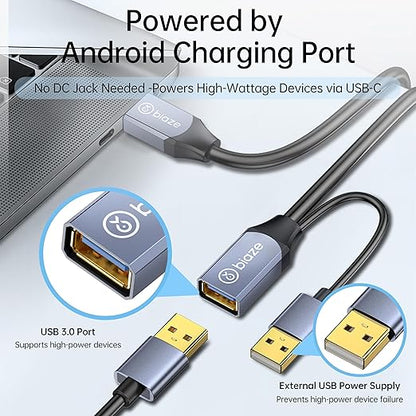 USB Extension Cable USB 3.0 Extension Cord Type A Male to Female Cord Nylon Braided High Data Transfer Compatible with USB Keyboard, Mouse, Flash Drive(65ft)
