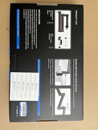 Microphone Arm,Aokeo AK-58i Desk Low Profile Mic Boom Arm Stand,Suitable For Blue Yeti,Snowball iCE,HyperX QuadCast,SoloCast,Elgato Wave,Etc