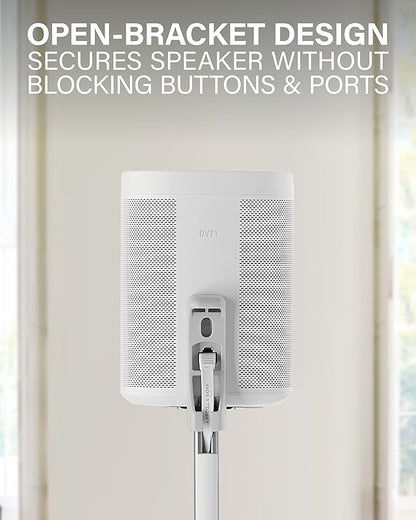 SANUS Adjustable Height Wireless Speaker Stands Designed for Sonos One, One SL, and Play:1 - Tool-Free Adjustment up to 16" and Built-in Cable Management (White)