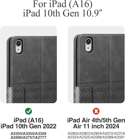 auaua Case for iPad (A16) 11th Generation 11 Inch 2025, iPad 10th Generation 10.9 Inch 2022, with Pencil Holder, Auto Sleep/Wake, Adjustable Stand, PU Leather (Grey)