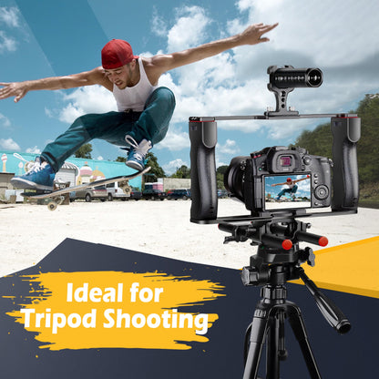 Zeadio Camera Video Rig Cage, Aluminum Filmmaking Movie Making Kit with Top Handle & Arca Type Base, Compatible with All DSLR Camera and Camcorder