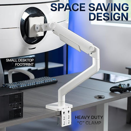 VIVO Heavy Duty Aluminum Ultrawide Monitor Tension Arm for up to 49 inch Screens, Holds 44 lbs, Premium Desk Mount Stand Designed for Samsung Odyssey G9 and More, White, STAND-V101VW