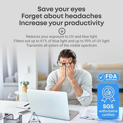 VINTEZ 15.6 inch Blue Light Blocking Screen Protector Panel for 16:9 Widescreen Computer Monitor and Laptop - PC Anti-UV Eye Protection Filter Film - Anti-Scratch Diagonal Frame Shield [2 Pack]