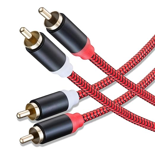 RCA Cable 20Ft,2Rca Male to 2-RCA Male Audio Stereo Subwoofer Cable [Hi-Fi Sound] Nylon-Braided Auxiliary Audio Cord for Home Theater, HDTV, Amplifiers, Hi-Fi Systems,Speakers and etc(20Ft/6M)