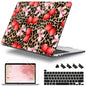Lepeoac Case for MacBook Pro 13 inch Case M2 2022-2016 A2338 M1 A2251 A2289 A2159 A1989 A1708 A1706, Plastic Hard Shell + Keyboard Cover + Dust Plug, Leopard Cherry