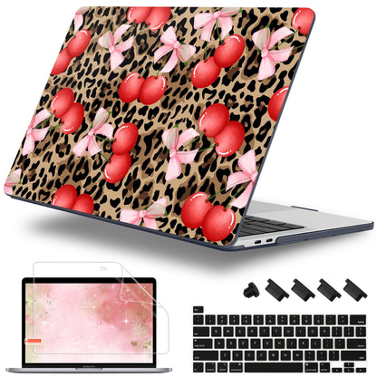 Lepeoac for MacBook Pro 16 inch Case 2019 2020 Release Model A2141, Plastic Hard Shell Cover with Keyboard Cover & Screen Protector for MacBook Pro 16 inch with Touch Bar & Touch ID, Leopard Cherry