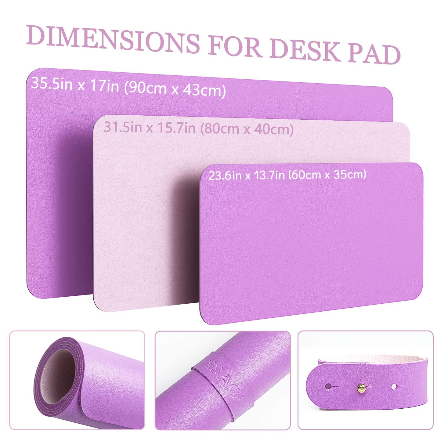 YSAGi Non-Slip Leather Desk Pad, Waterproof Laptop Computer Desk Keyboard Mat, Table Protector Blotter Mat, Large Mouse Pad for Office/Work/Home/Decor(Purple, 23.6" x 13.7")