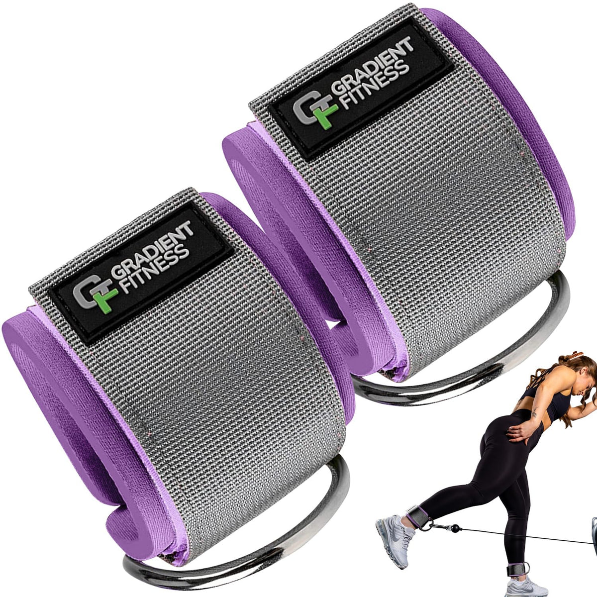 Ankle Straps for Cable Machines, Adjustable Cuffs, Gray/Pink, 2 Pack