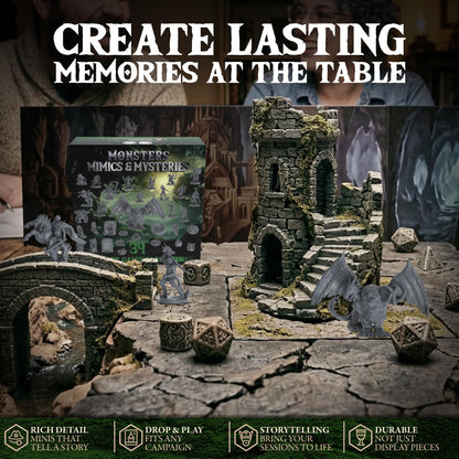D&D Miniatures with DND Mimic Miniature, Monster Set and Chimera Boss, 28mm