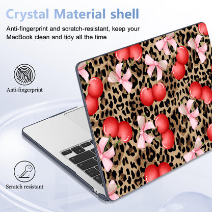 Lepeoac Case for 2026/2025/2024/2023 MacBook Air 15-inch Laptop Release M5 A3448 /M4 A3241 /M3 A3114 /M2 A2941, Stylish Protective Hard Shell Cover for MacBook Air 15.3 inch, Leopard Cherry