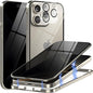 Privacy Magnetic Case for iPhone 16 Pro with Metal Titanium Frame Privacy Screen Protector & Camera Lens Protector, Magnetic Adsorption Double Sided Glass Case Anti Peep Anti Spy Phone Cover