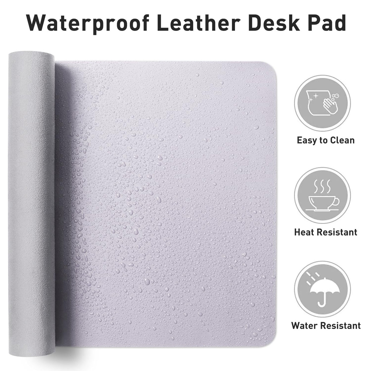 Aothia Non-Slip Waterproof PU Leather Desk Pad Protector for Mouse, Writing Desk, Office, Home, Laptop Blotter, 23.6" x 13.7", Black