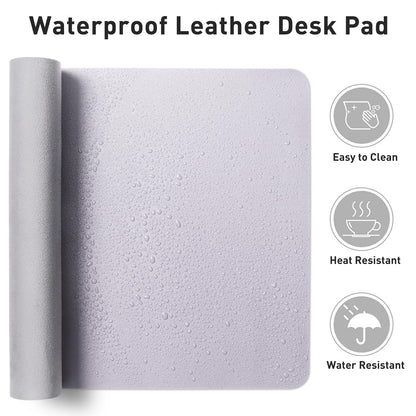 Aothia Non-Slip Waterproof PU Leather Desk Pad Protector for Mouse, Writing Desk, Office, Home, Laptop Blotter, 23.6" x 13.7", Black