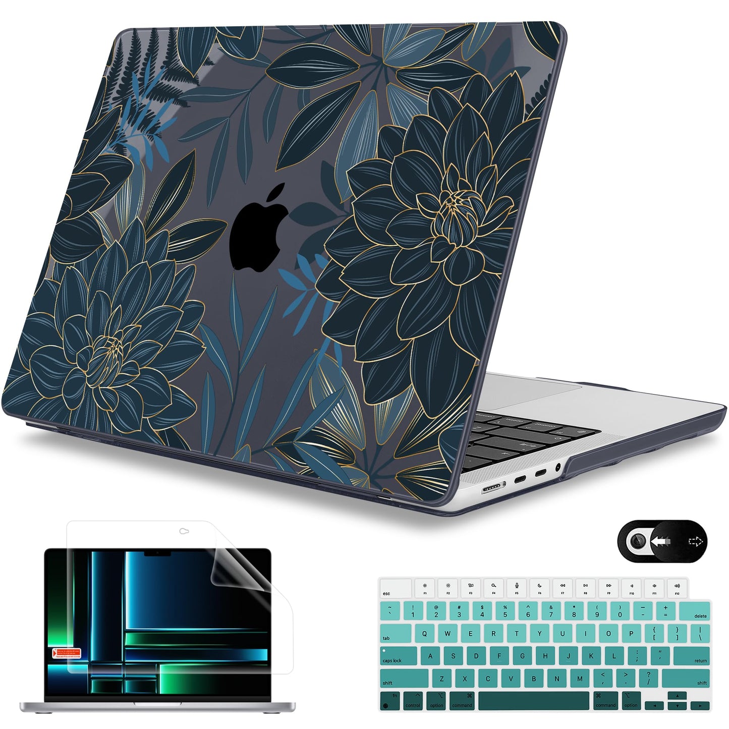 Mektron Case for 2026 M5 MacBook Pro 16 inch A3429 A3428 M4 A3403 A3186 M3 A2991 M2 A2780 M1 A2485 (2021-2025) Pro/Max with Liquid Retina XDR, Hard Shell Plastic Laptop Cover, Dahlia Flower C035