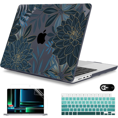 Mektron Case for 2026 M5 MacBook Pro 16 inch A3429 A3428 M4 A3403 A3186 M3 A2991 M2 A2780 M1 A2485 (2021-2025) Pro/Max with Liquid Retina XDR, Hard Shell Plastic Laptop Cover, Dahlia Flower C035