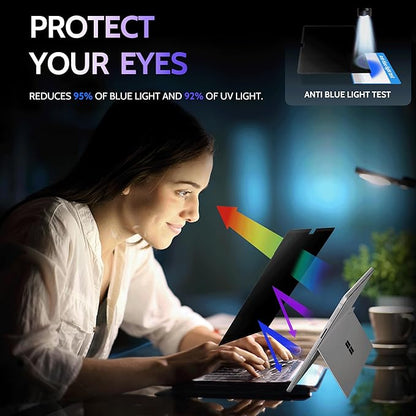 Peslv Privacy Screen for 13 Inch Surface Pro 11/10/9/8/X, MagicSuction™ Removable Anti Spy Black Protector, Glare Blue Light Filter for Microsoft Laptop Computer Monitor
