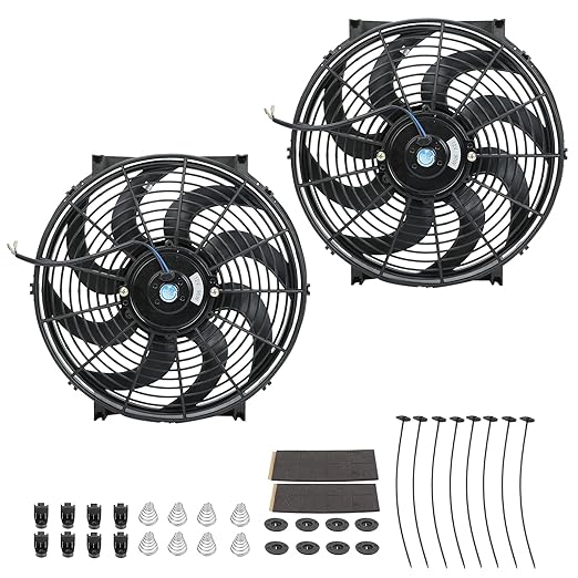 FSBCGT 2PCS 14 Inch Universal Slim Push Pull Electric Radiator Cooling Fan
