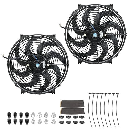 FSBCGT 2PCS 14 Inch Universal Slim Push Pull Electric Radiator Cooling Fan