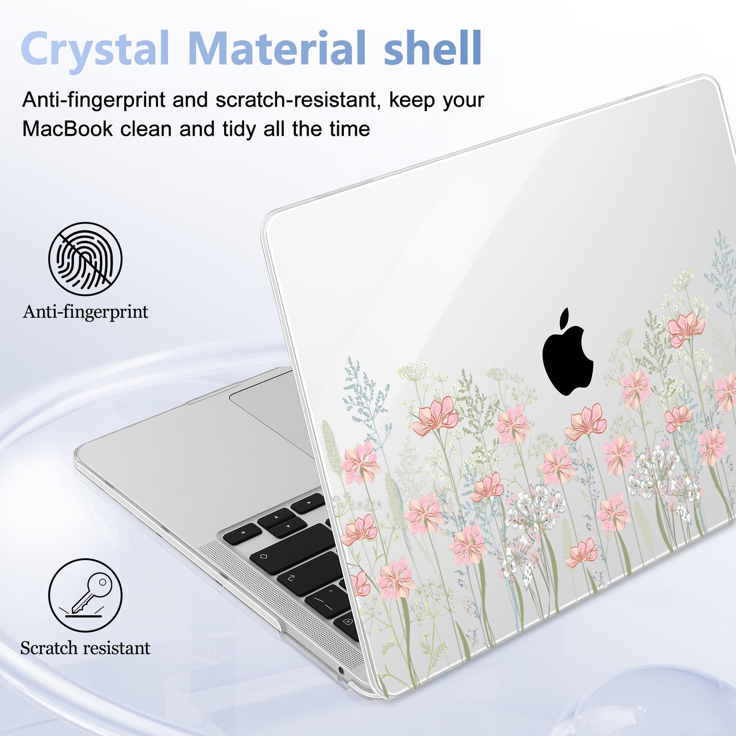 Lepeoac Case for MacBook Pro 13 inch Case M2 2022-2016 A2338 M1 A2251 A2289 A2159 A1989 A1708 A1706, Plastic Hard Shell + Keyboard Cover + Dust Plug, Floral C322