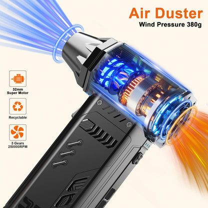 Electric air Duster，250,000RPM Super Power mini Blower,2 Swappable Battery
