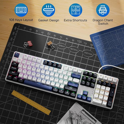 Redragon K689 108-Key Hot-Swap Wired RGB Gaming Keyboard, Extra 4 Hotkeys