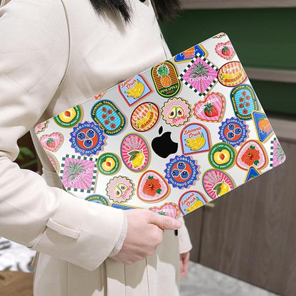 MEEgoodo Case for MacBook Air M4/M3/M2 13.6 inch 2025 2024 2022, Fit Model A3240 A3113 A2681, Compatible with MacBook Air 13 inch, Laptop Hard Shell Case with Keyboard Cover, Fruit & Sticker