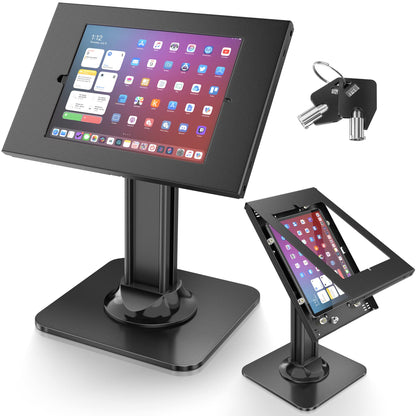 AboveTEK Anti-Theft iPad Kiosk Stand – POS iPad Security Stand & Locking Tablet Holder – Heavy Duty Base, 360° Swivel, 75° Tilt Bracket – Perfect for Retail Business
