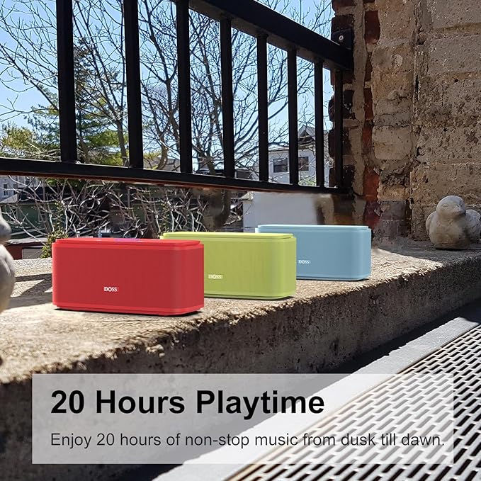 DOSS SoundBox Touch Wireless Bluetooth Speaker with HD Sound and Bass, IPX5 Water-Resistant, 20H Playtime, Handsfree, Portable for Office, Home, Outdoor, Travel-Red
