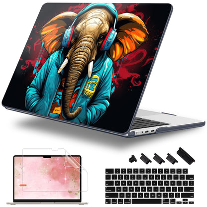 Lepeoac Case for 2026/2025/2024/2023 MacBook Air 15-inch Laptop Release M5 A3448 /M4 A3241 /M3 A3114 /M2 A2941, Stylish Protective Hard Shell Cover for MacBook Air 15.3 inch, Elephant Hoodie