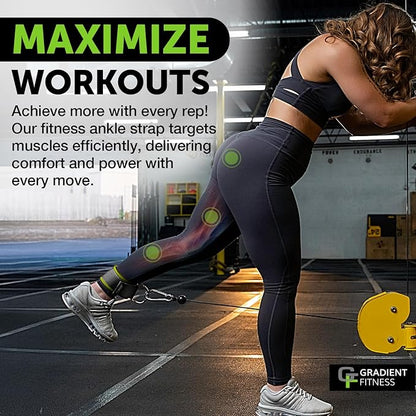 Gradient Fitness Ankle Straps (2 Pack) | Ankle Strap for Cable Machine, Ankle Bands for Working Out, Cable Ankle Strap