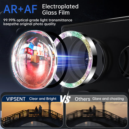 VIPSENT For Samsung Galaxy S25 Ultra Camera Lens Protector, Individual Lens Protector, Ultra HD 9H Tempered Glass Screen Protective Cover, Anti-scratch, Military Grade Drop Protection 2 Set. (Glitter Colorful, S25 Ultra)