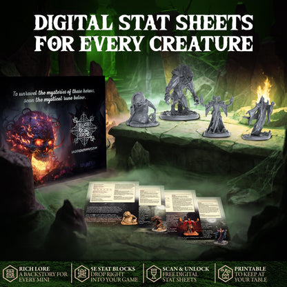 D&D Miniatures with DND Mimic Miniature, Monster Set and Chimera Boss, 28mm