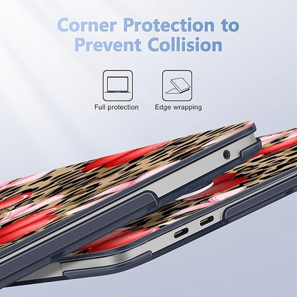Case for MacBook Pro 13 inch with/Without Touch Bar (2016-2022, M2 A2338 M1 A2289 A2251 A2159 A1989 A1706 A1708), Hard Shell + Keyboard Cover + Dust Plug, Leopard Cherry