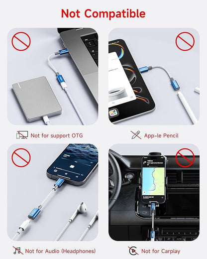 2 Pack Lightning to USB C Adapter,Lightning Female to USB C Male Cable Adapter Type C Charger Connector for iPhone 17 16 15 Pro Max Plus,Samsung S25/S24/S23,Fast Charging & Data Sync,Not for Audio/OTG