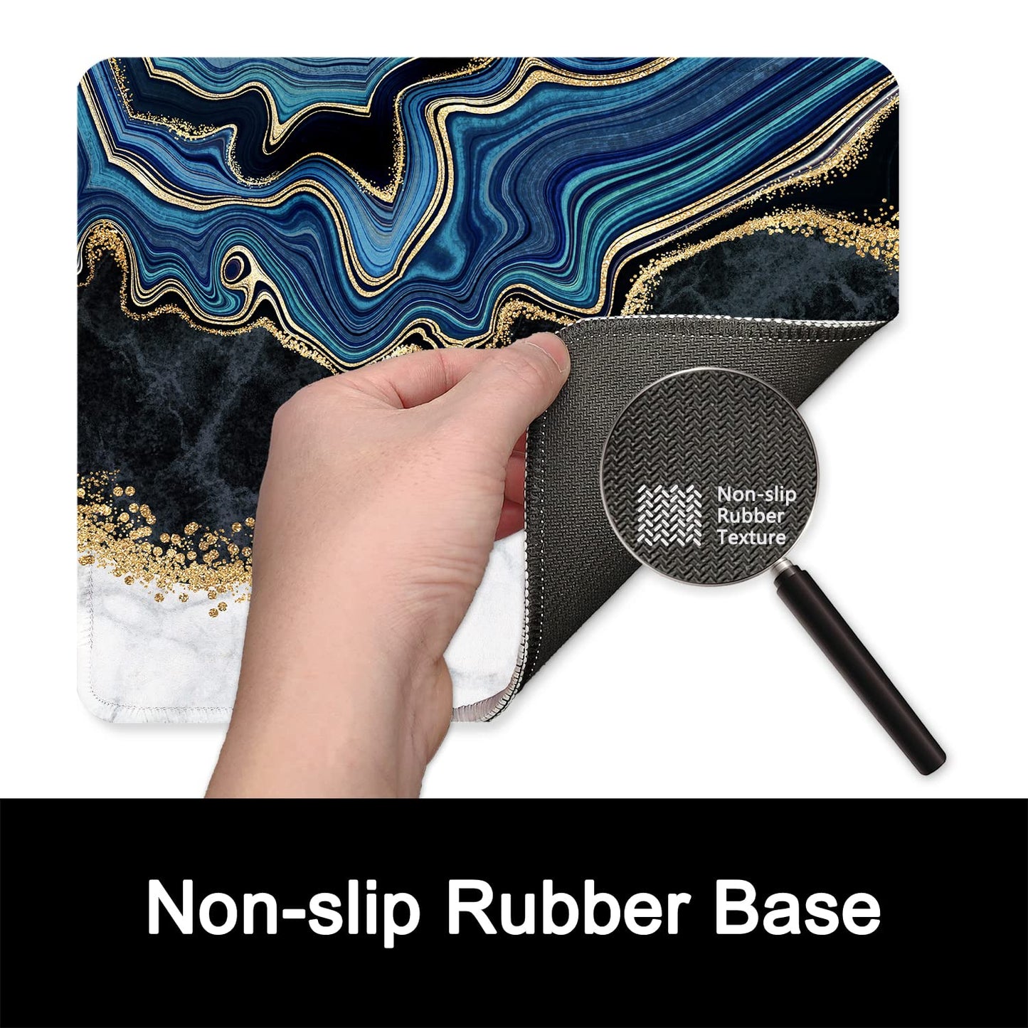 ITNRSIIET Mouse Pad with Stitched Edge Premium Textured Smooth Precise Operation Waterproof Washable Non-Slip Rubber Base Desktop Protection Mat, 10.2×8.3×0.12 inches, Abstract Art Marble