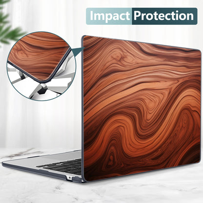 TWOLSKOO for MacBook Air 15 inch Case 2026 2025 2024 2023 Release M5 A3448 M4 A3241 M3 A3114 M2 A2941, Plastic Hard Shell & Screen Protector & Keyboard Cover & Type C Adapter, Wood Grain