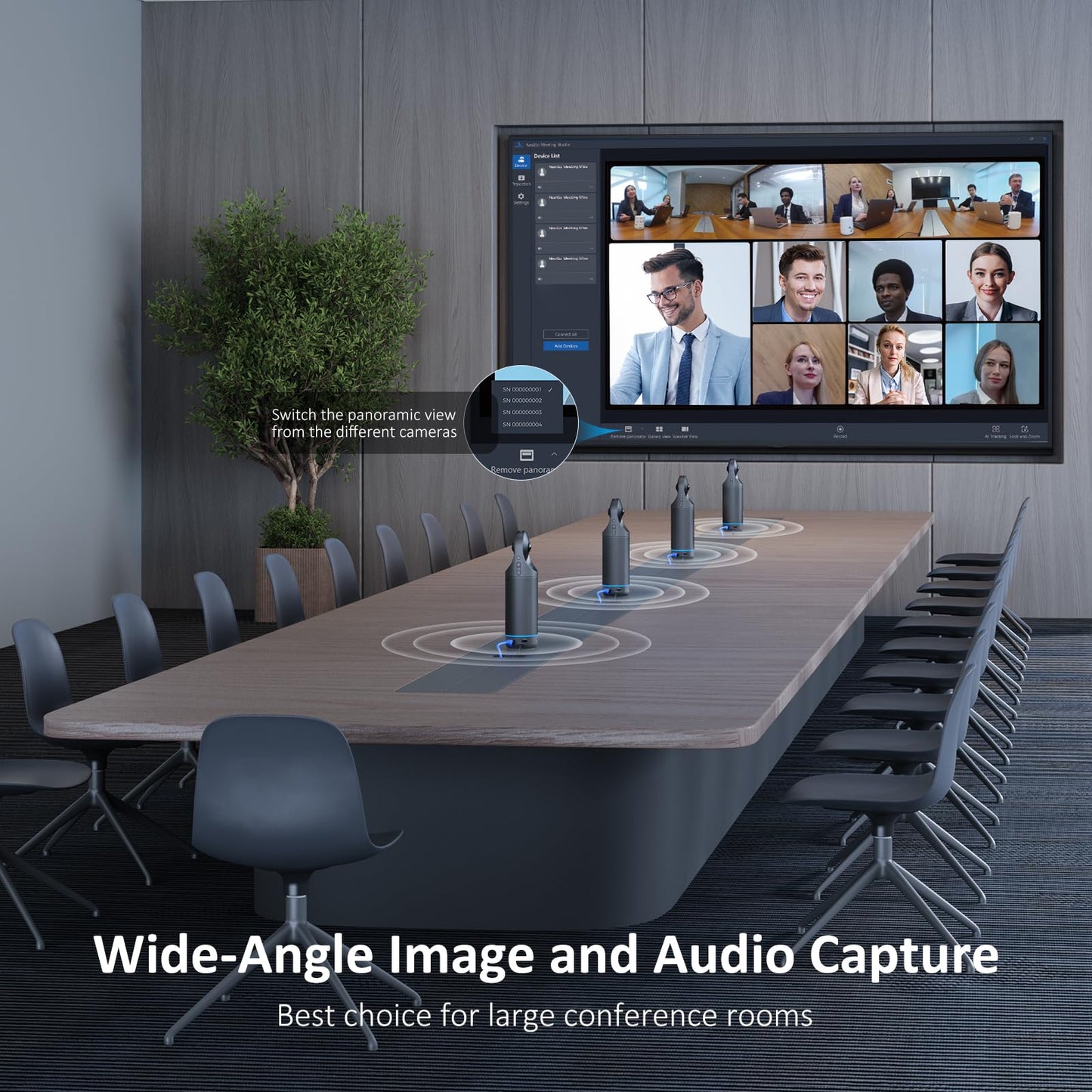 NexiGo Meeting 360 Ultra (Gen 3), Enhanced All-in-One Conference Camera System, Multi-Camera Setup, 8K Capture, AI-Powered Framing and Auto Tracking, for Medium to Large Meeting Rooms