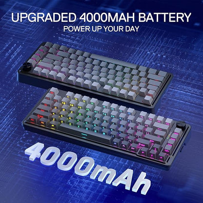 Redragon K673 GB 75% Wireless Gasket RGB Gaming Keyboard, 3-Modes 81 Keys PBT Compact Mechanical Keyboard w/Hot-Swap Socket, Dedicated Knob Control & 5-Layer Noise Dampening, Custom Linear Switch
