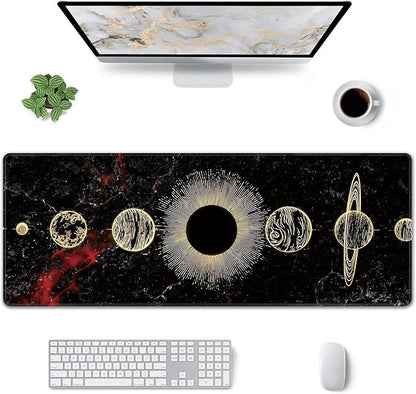 Galaxy Planet Large Mouse Pad,Gaming Keyboard Desk Pad,Extended Mouse Mat Non-Slip Rubber Base with Stitched Edges for Office Game Home XL 31.5"x11.8"