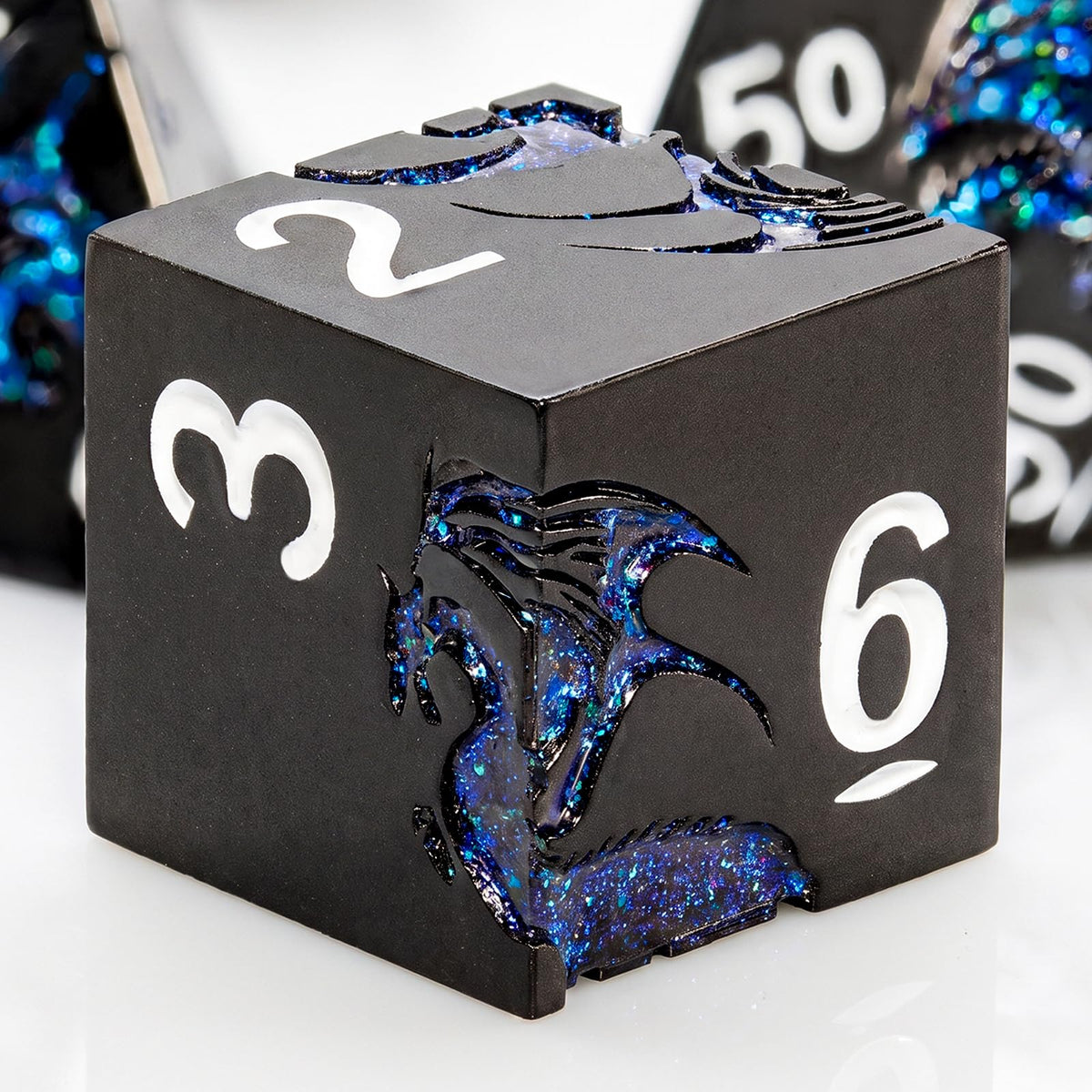 HNCCESG Metal Dice Set,7-Piece Dragon Dice for DND and RPGs,Silver Purple